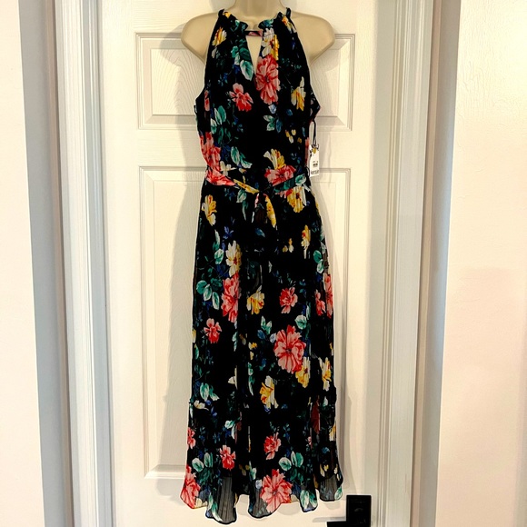 Kensie Halter Dress, Size 12, Never Worn, Black w/ Vibrant Florals - Picture 2 of 16